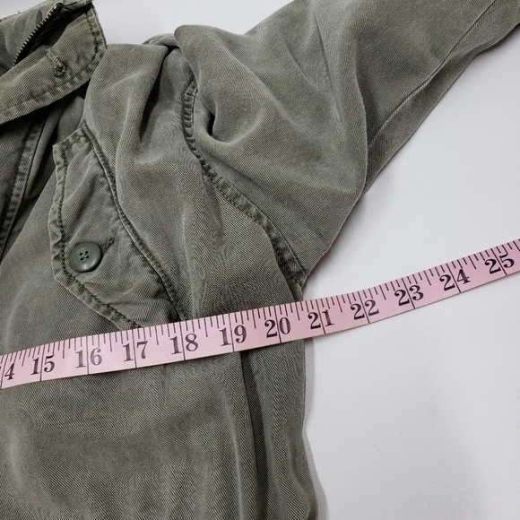 American Eagle Olive Green Utility Jacket Hide Away Hood Pockets Size S… - Picture 11 of 15